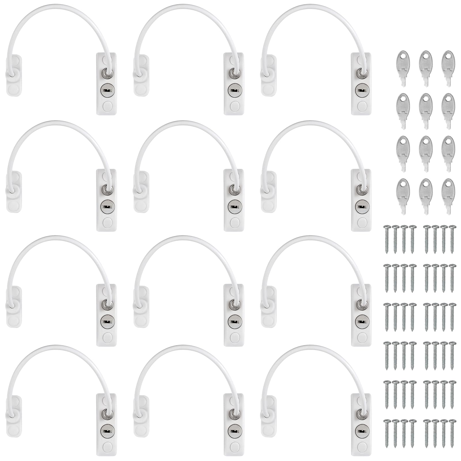 Kamtop Window Restrictor Child Safety Locks, Flexible Cable Window & Door Restrictor with Keys