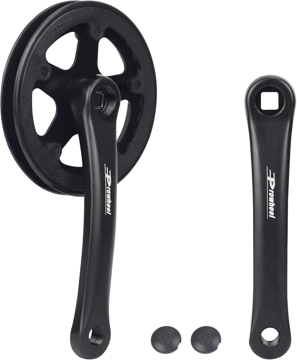 WEEROCK Prowheel Bike Crankset 1 Piece/Single 32T Charing Crank Set with 170mm Arm and Doulbe Chain Covers for Bicycle MTB, Folding Bikes, Compatible with 6/7/8/9/10 Speeds Freewheel