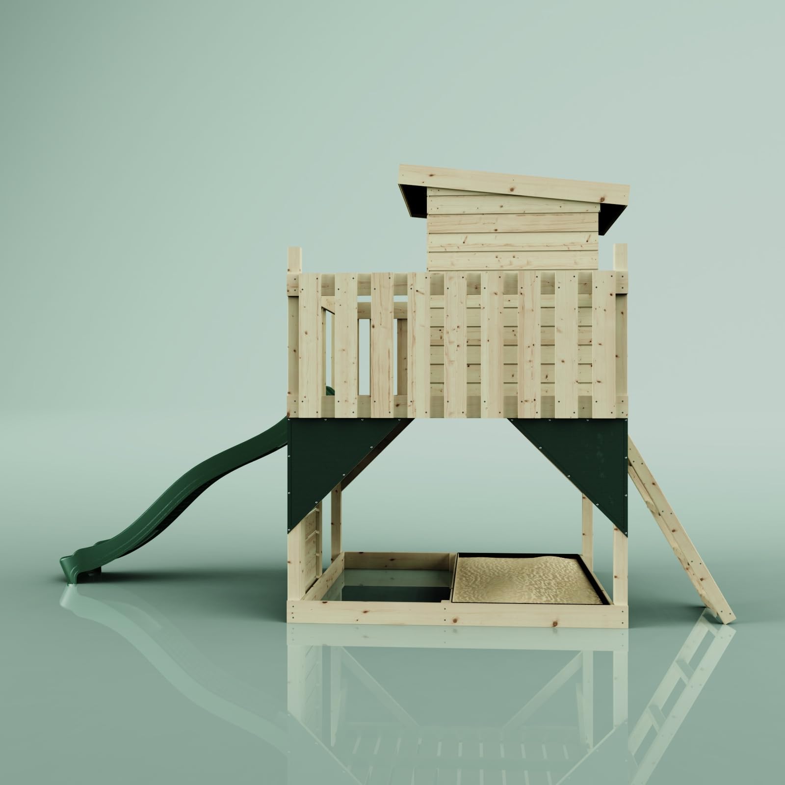 PolarPlay Stelzenhaus Polarlicht aus Holz in Grün