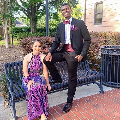 Alizeal Mens Classic Paisley Woven Self-Tied Adjustable Bow Tie, Cummerbund And Pocket Square, Dark Green #TOP4