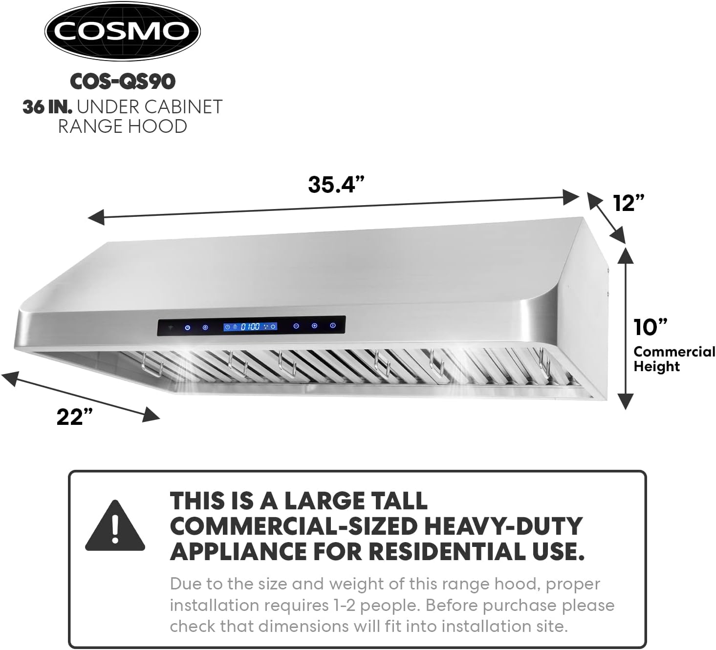36-Inch Stainless Steel Convertible Under Cabinet Range Hood