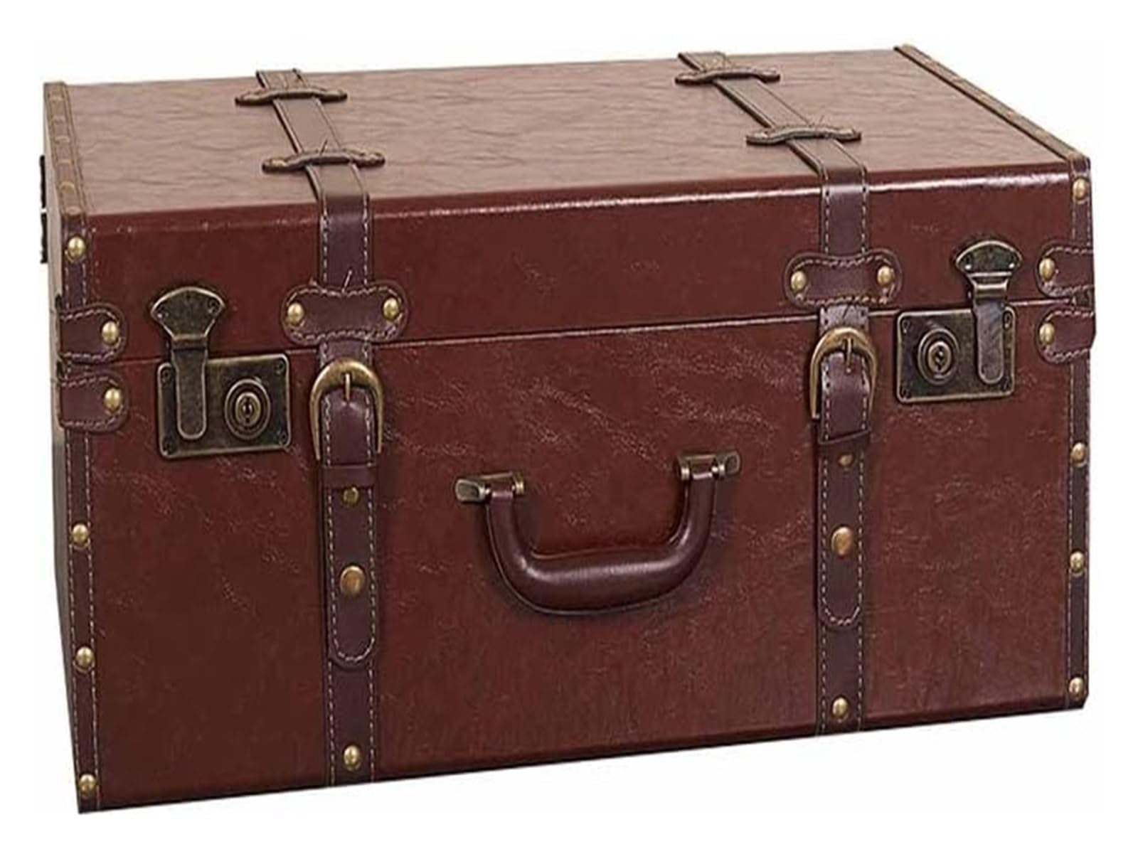 Valigia Vintage, Valigia Retrò, Caja de almacenamiento de maleta de viaje, organizador de ropa for ventana, accesorios de fotografía(Brown,60x40x25cm)