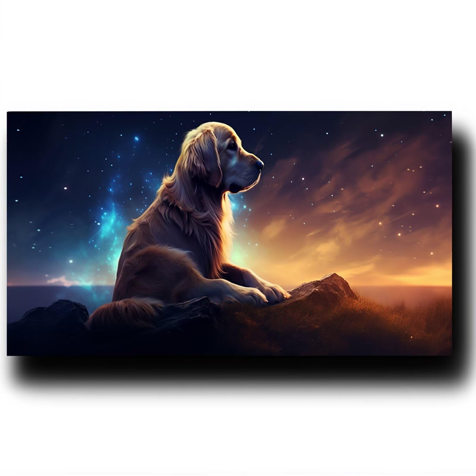 Pintar por Numeros Adultos Cielo estrellado, Pintar por Numeros Niños Kit Manualidades Adultos Perro Cuadros para Pintar por Numeros Pintura Acrílico, Cuadros Decoracion Salon Modernos 80X160cm 7w-4-5