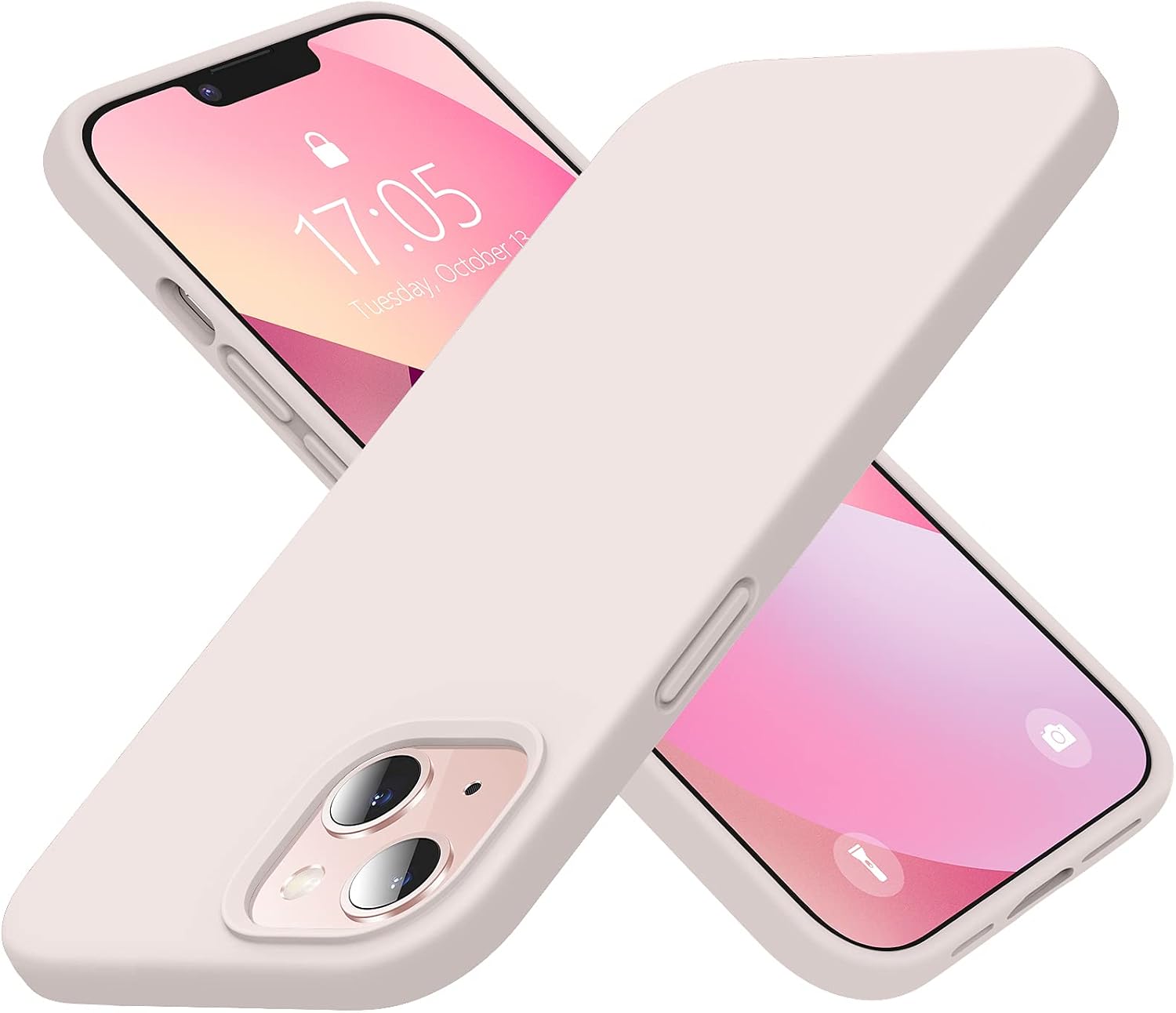 Elando Compatible with iPhone 13 Case & iPhone 14 Case, Liquid Silicone Shockproof Protective Slim Case Shockproof Protective Phone Case with Anti-Scratch Microfiber Lining, 6.1 inch Light Pink