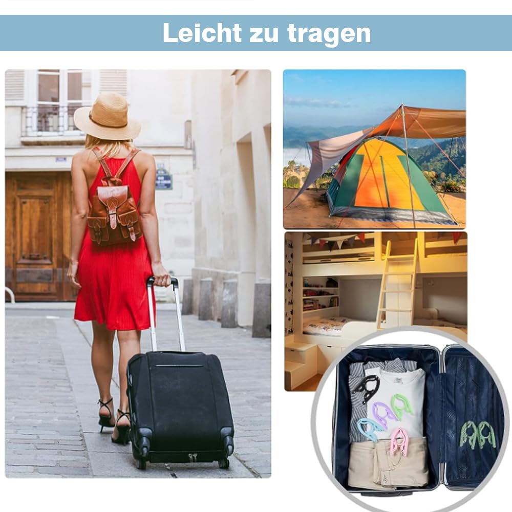 20 Grucce Pieghevoli Portatili Da Viaggio In PP, Multicolore, Aperte 46x16,5 Cm - Antiscivolo Per Adulti E Bambini