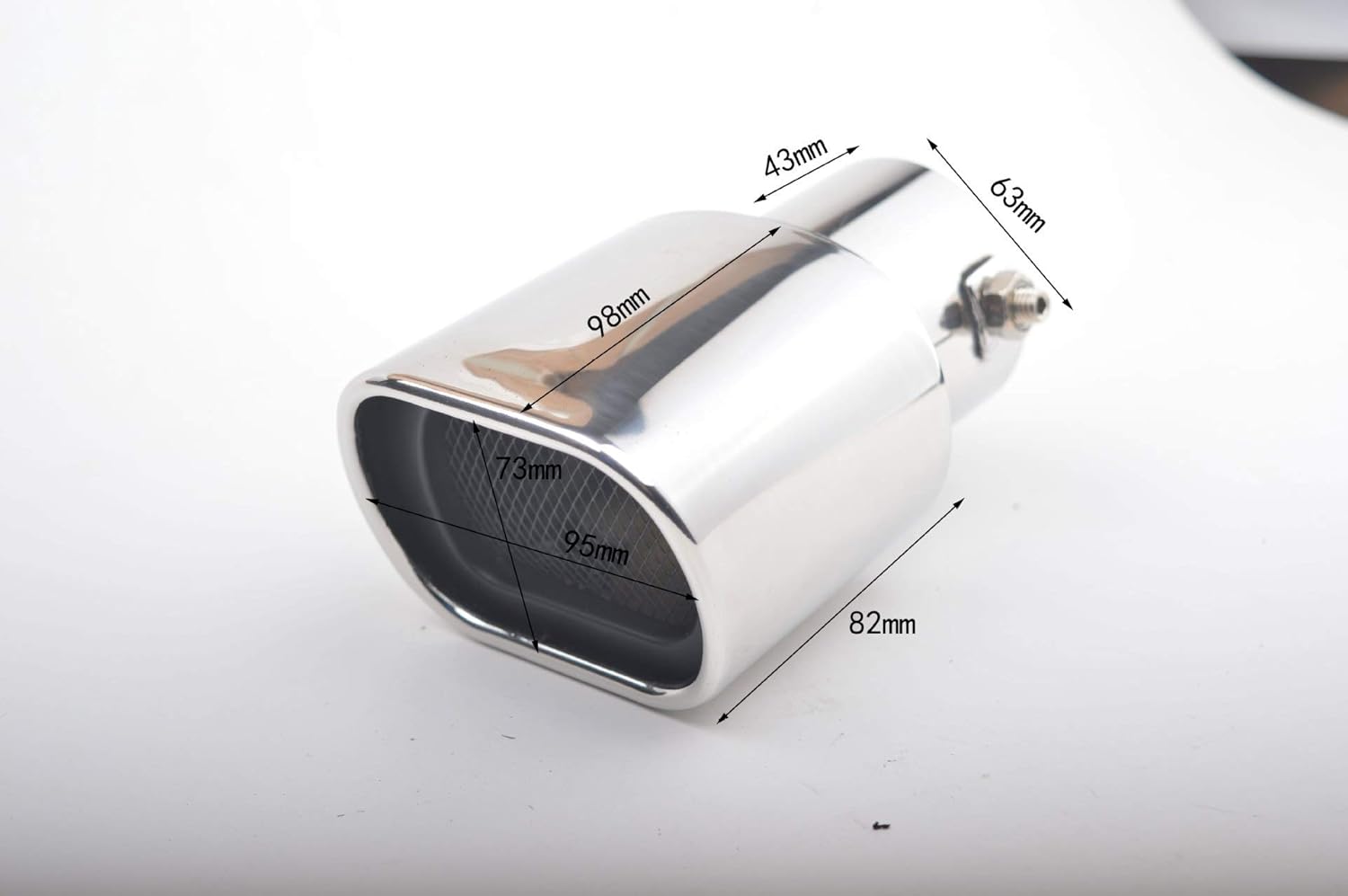 Exhaust Tips Muffler, Bright Silver Universal Square Mouth Stainless Steel Car Exhaust Tail Pipe, Inlet 63Mm(2.5") Outlet 95Mm(3.7")