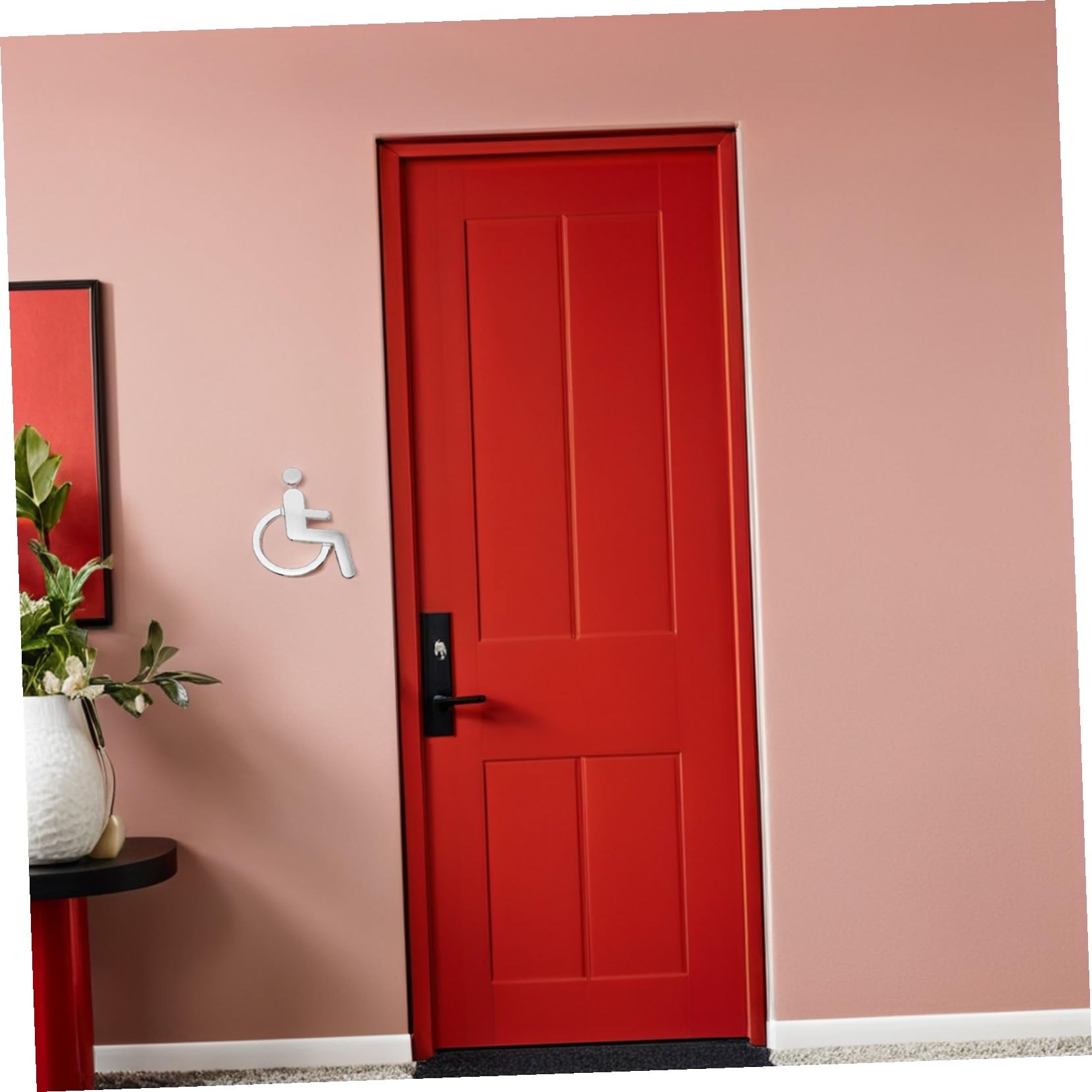 6 Piezas Señales de Aseo para Discapacitados Adhesivas Indicador de Baño Accesible con Símbolo de Silla de Ruedas Pegatinas para Puertas de Baños Hoteles Oficinas y Edificios