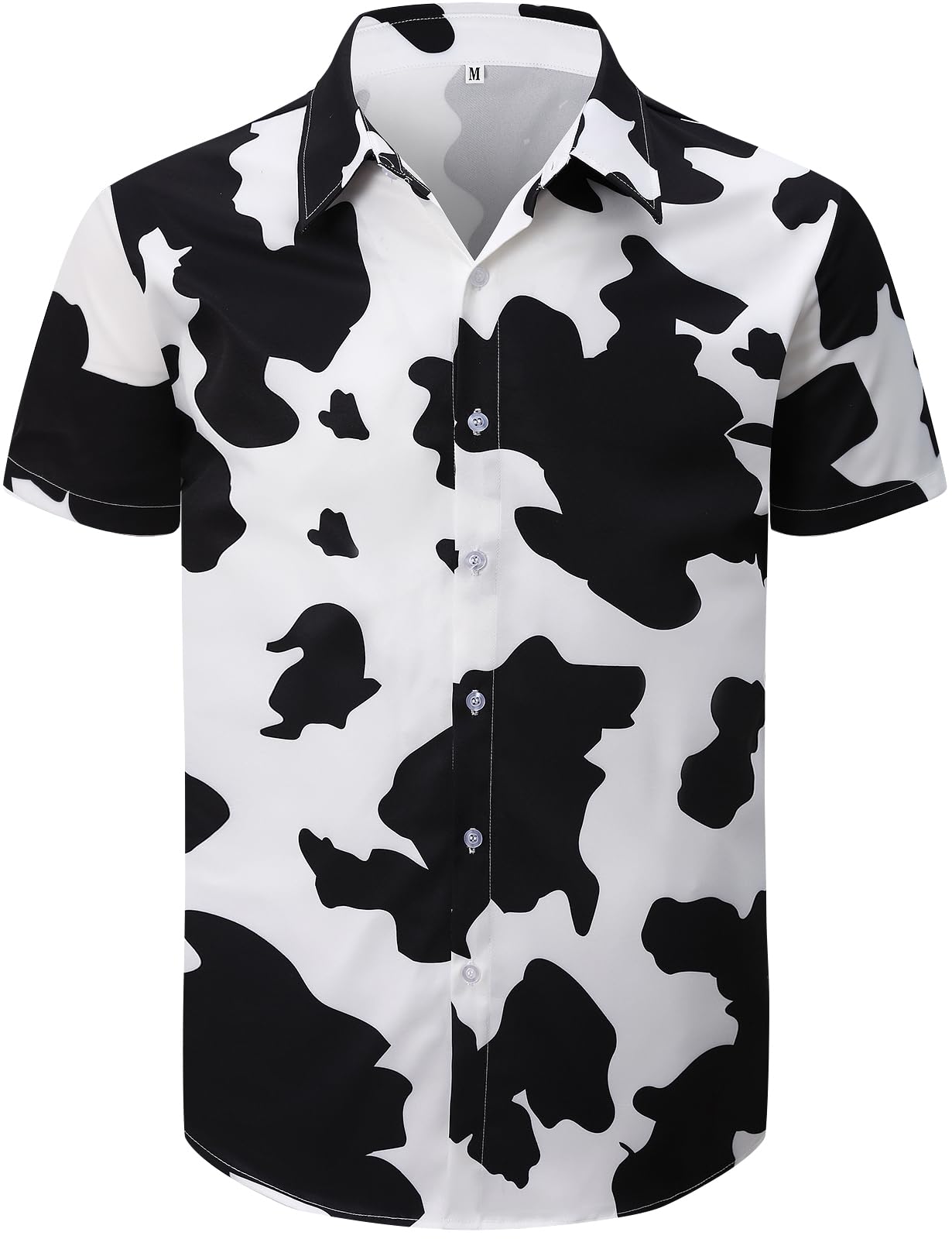 Fashonal Men's Cow Animal Print Novelty Button Down Hawaiian Shirt, S-4Xl, Xxl