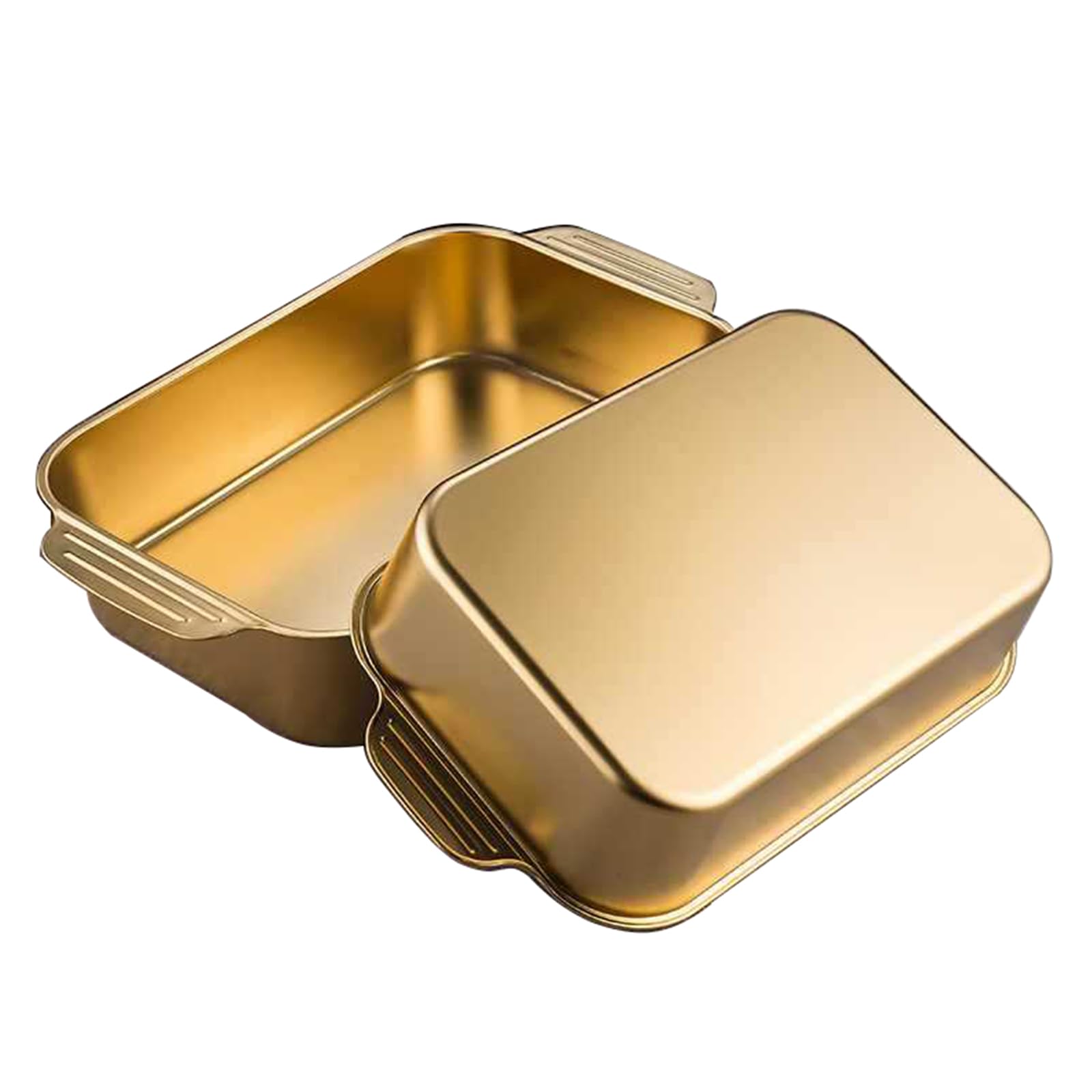 Naczynie do pieczenia ze stali nierdzewnej z uchwytami, 3,1 l, 3,4 l, 5,8 l, 7,4 l, 10 l, głębokie naczynie do pieczenia ryb, nadaje się do mycia w zmywarce (45 cm, złote)