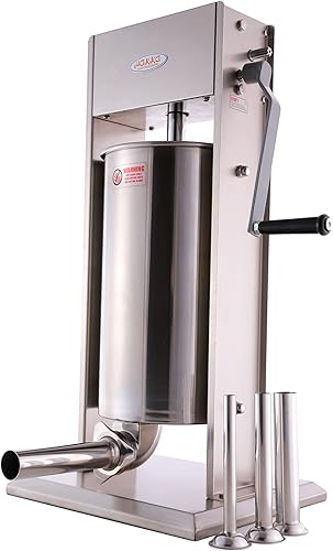 Miniatura 6 de Hakka - Embutidor de salchichas vertical de acero inoxidable de 2 velocidades, 25 libras12 L