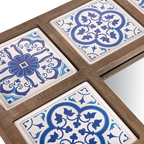 Patton Wall Decor 28X38 Indigo Moroccan Tile Framed Wall Mirror,Blue #TOP2