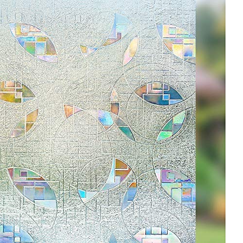 rabbitgoo Window Film, 3D Decorative Static Cling Window Privacy Film, No Glue Removable