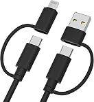 Elebase pour iPhone 17 16 Pro Max Câble d'abattage,4 en 1 Cord à charge multiple 10FT 60W Chargeur rapide USB C Cord avec USB A / Convertisseur d'éclairage pour une nouvelle Apple iPad 10 9 8,Mini 7,Air 5,6,Aéropodes 4 Génération