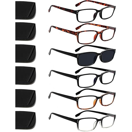 Kerecsen 6-Pack Reading Glasses Blue Light Blocking,Spring Hinge Readers for Men Women,Computer Eyeglasses