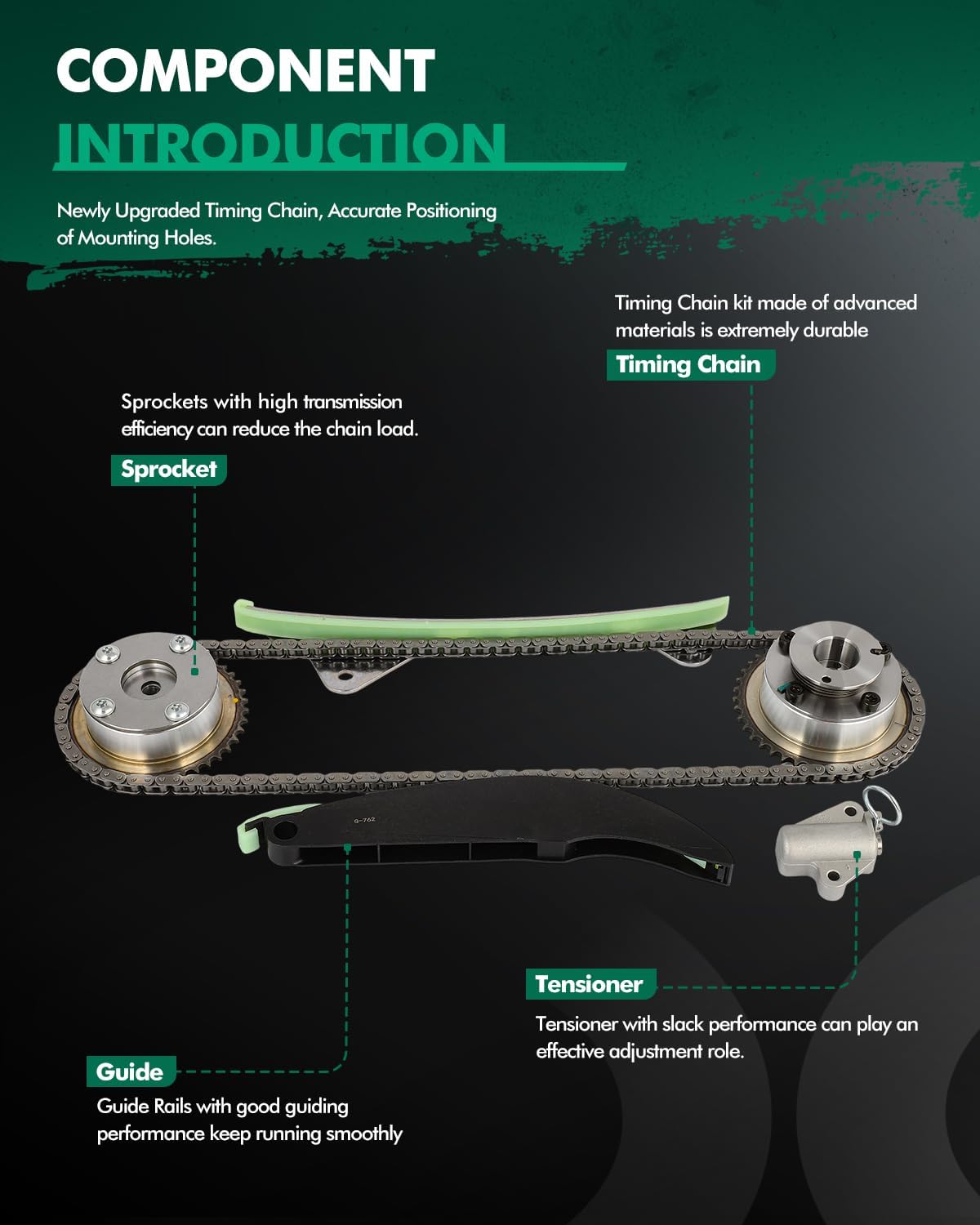 SCITOO Timing Chain Kit suitable for Hyundai for Elantra,for Hyundai for Elantra GT,for Hyundai Tucson,for Kia Forte,for Kia Forte Koup,for Kia Soul 2014-2017 24420-2E200,24430-2E000