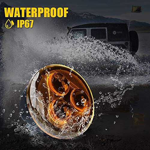 Image of Amber LED Turn Signal Light w /Clear Lens Compatible with 07-18 Jeep JK JKU | Aluminum, IP67 Waterproof, Plug N Play