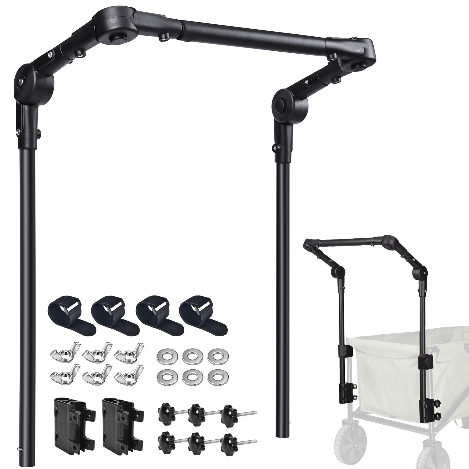 Upgrade - Carrito de repuesto para carrito, mango plegable, mango ergonómico, accesorio de acero para exteriores, camping y playa
