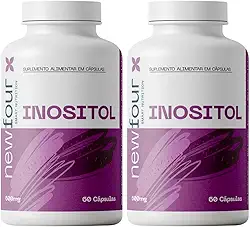KIT Inositol Suplemento Alimentar, 120 cápsulas 600mg - 2 frascos - Sem glúten - Zero açúcar