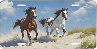 Front License Plate Animal Horse License Plate 6 X 12 Inch | Horse Vanity Tag Aluminum Metal Decorative Car Plates Novelty Decor Vanity Tag for Trucks,SUVs with 4 Holes