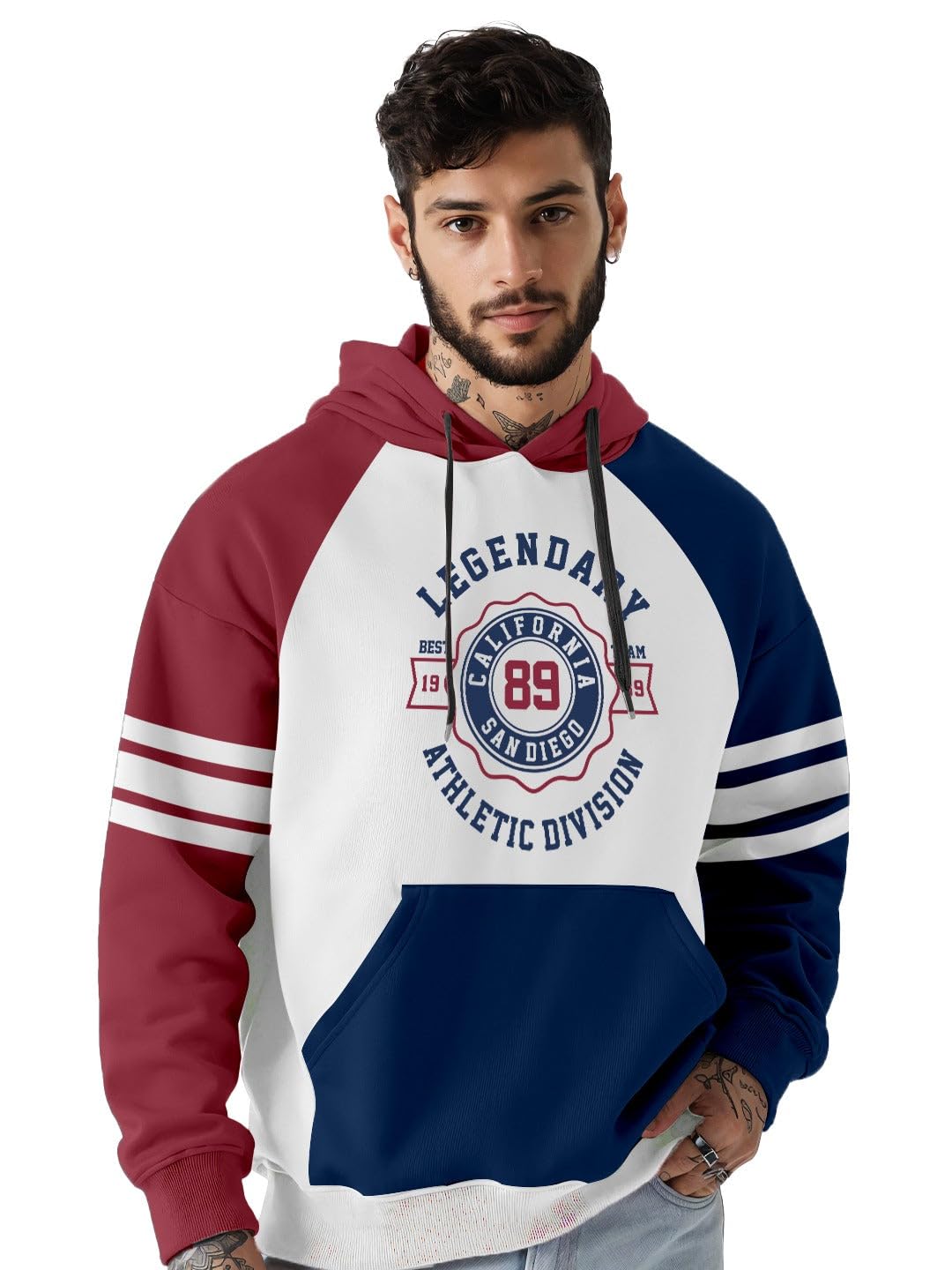 crazymonk Men’s Printed Legendary Oversized Hoodie – Multi Color