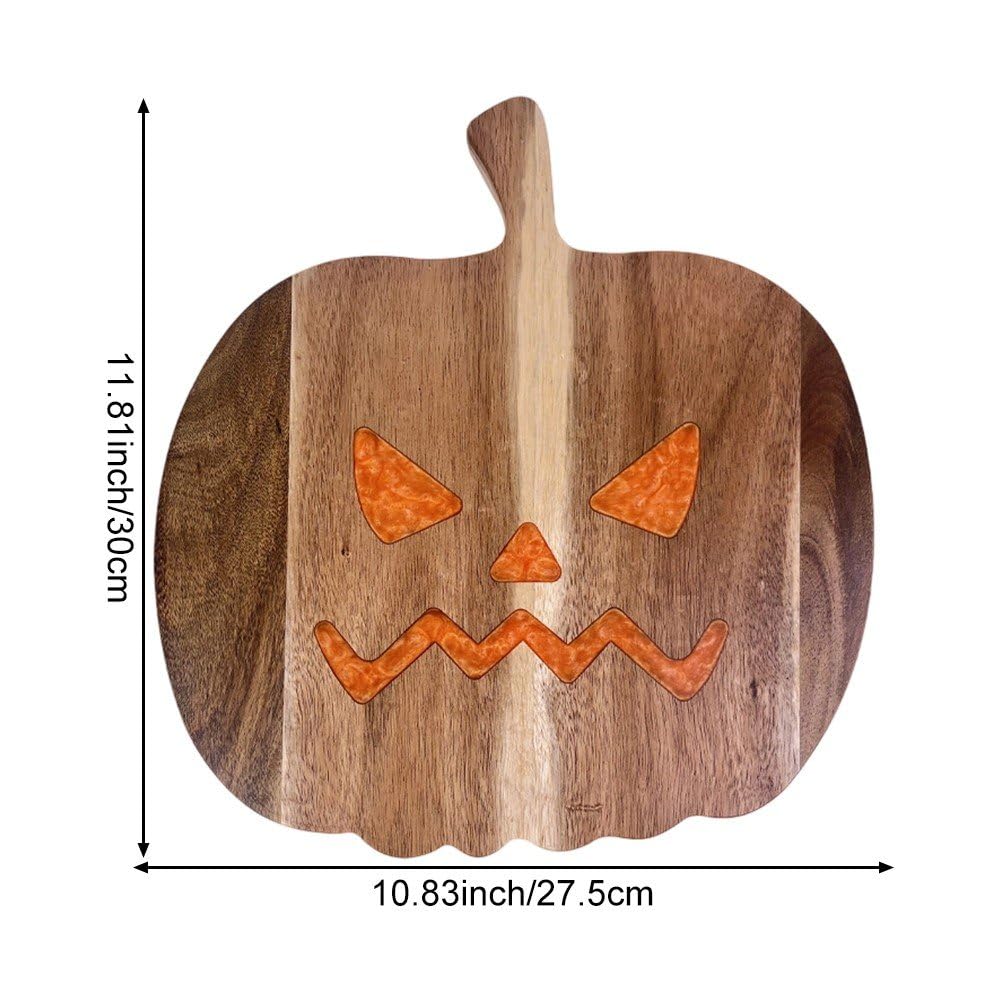 Dianzan Tagliere di Halloween, Tagliere a Forma di Zucca di Halloween, Taglieri in Resina E Legno, Vassoio Portata