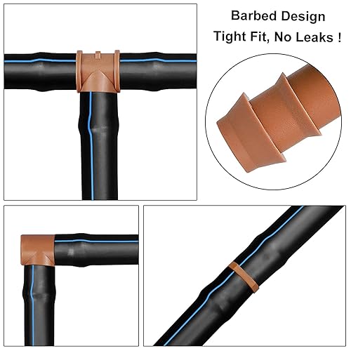 Miniatura 3 de JOYPRO 24 piezas de accesorios en T de púas para riego por goteo para tubos de 12 pulgada (0.600 pulgadas de diámetro interior)  Camisetas de goteo