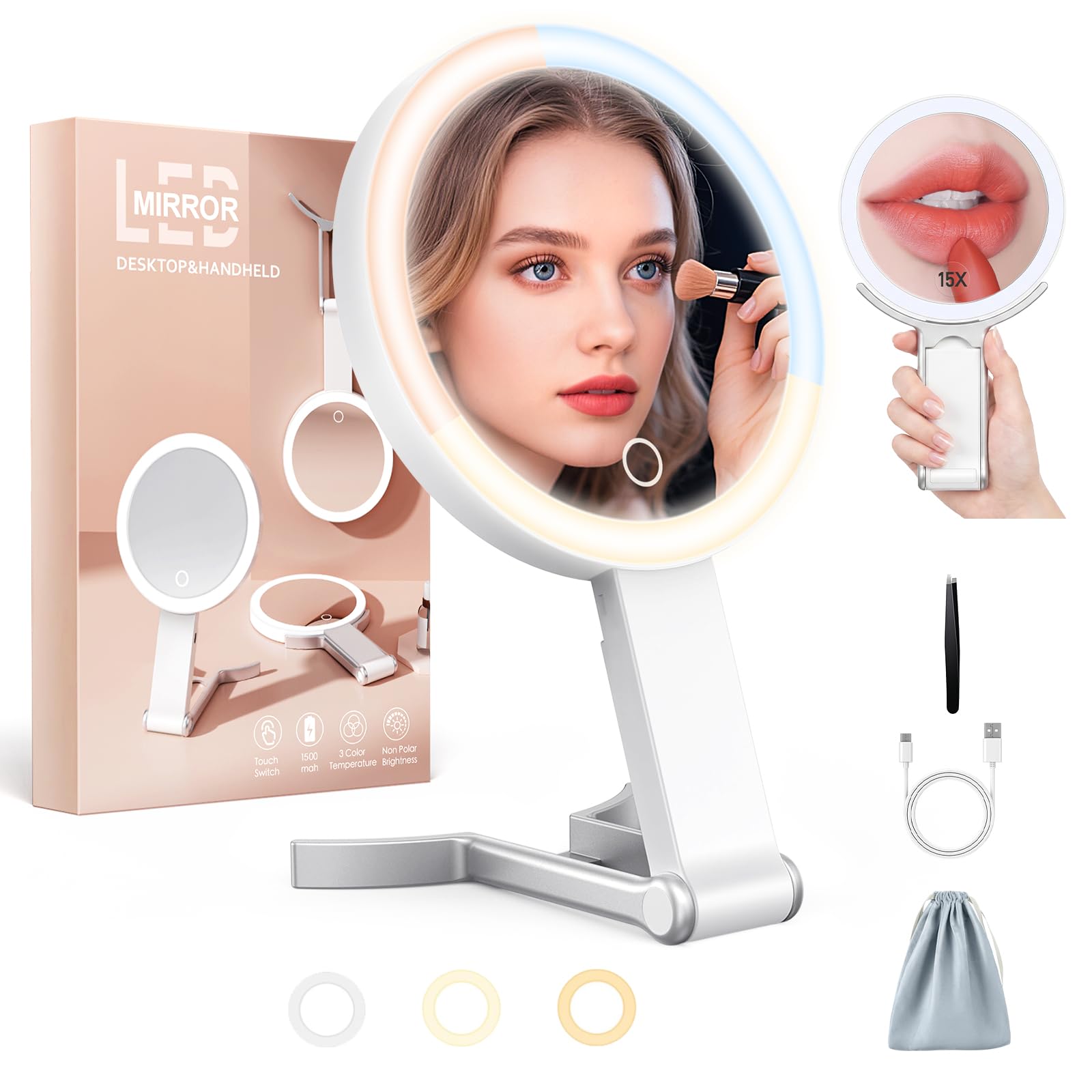 HUNCAB Travel Makeup Mirror with Lights