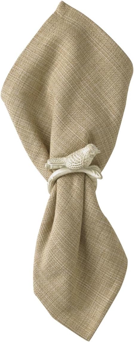 Park Designs Songbird Napkin Ring Set of 4 | Rustic Cream Metal Napkin Holders with Antique Finish |1.75" H x 2.75" W x 3.75" D | Nature-Inspired Farmhouse & Cottage Table Decor