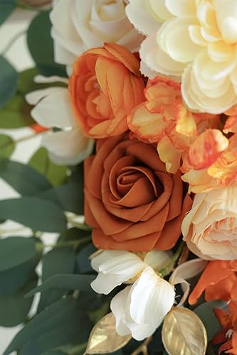 Miniatura 6 de ponatia Kit de flores artificiales para arco de boda (paquete de 3) con tela brillante de 26 pies, flores de arco para ceremonia de boda y telón de