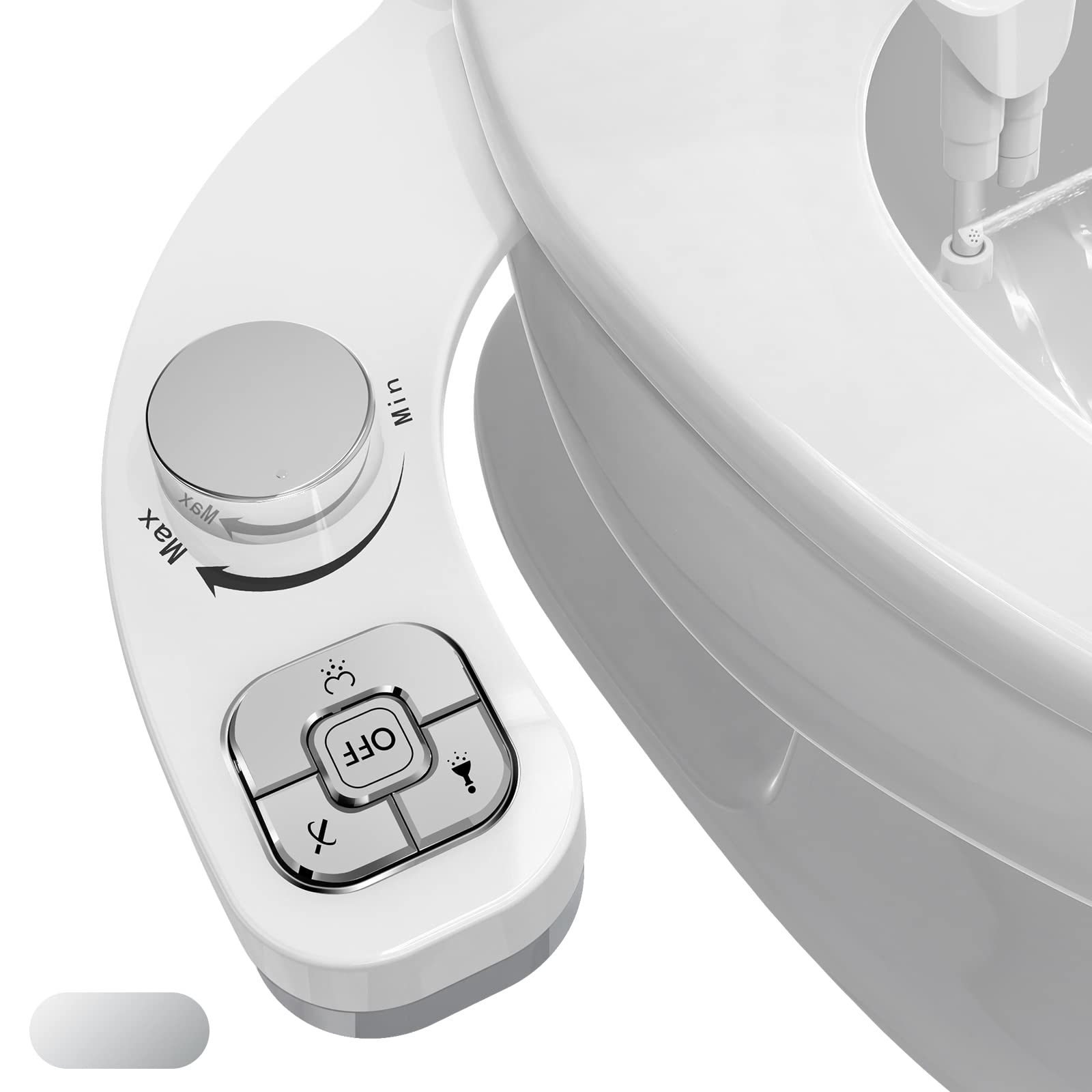 Bidet Attachment for Toilet UK - Non-Electric Ultra-Slim Push-Button Bidet with Self-Cleaning Dual Nozzle (Frontal & Rear Wash) - Bidet Toilet Seat Attachment with Water Pressure Adjustment
