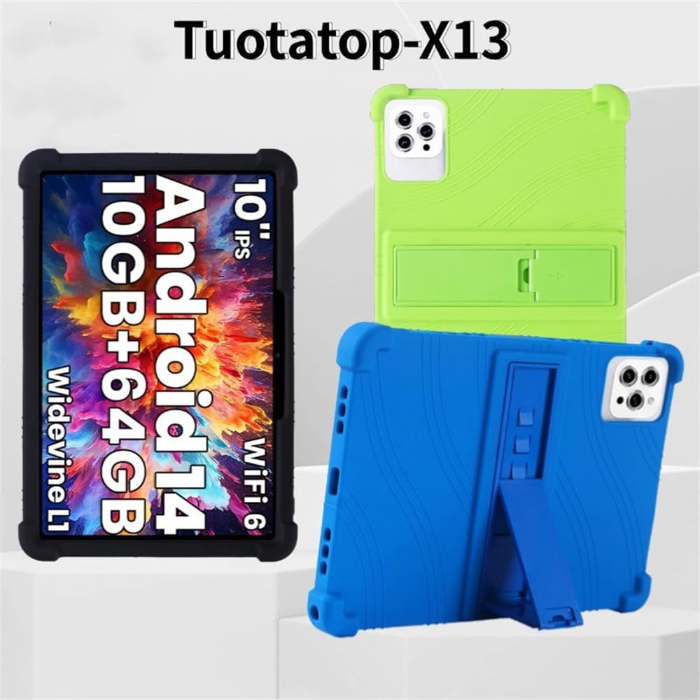Compatible with Case for Tuotatop X13 10 inch Tablet, Full Coverage Ultra Slim Adjustable Stand Silicone Shockproof Lightweight Protective Cover Case (Orange)