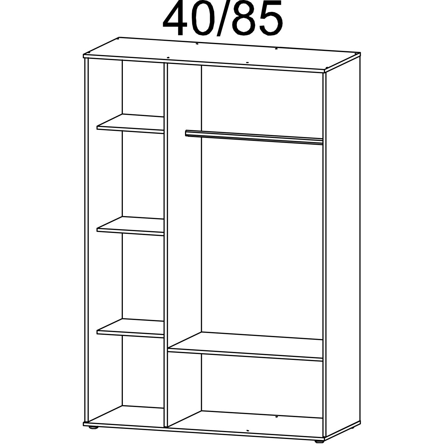 Rauch Möbel Noosa, 4-teiliges Schlafzimmer-Set, Komplettschlafzimmer bestehend aus Drehtürenschrank, Bett, Nachttisch und Schreibtisch, Farbe Alpinweiß/Grau metallic, 0x0x0cm