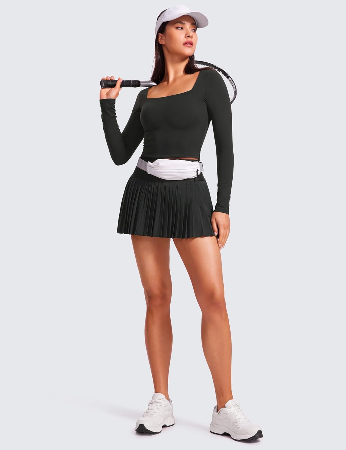 CRZ YOGA Womens Butterluxe Double Lined Long Sleeve Crop Top Square Neck Workout Athletic Casual Cropped Fitted Basic Shirts - Image 4