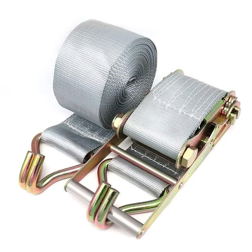 Correas de Amarre con trinquete Grises de 10 cm de Ancho y 6-65 pies de Largo, Correas de Carga de Alta Resistencia para remolques Camiones contenedores Barcos(8.0m/26.2Ft)