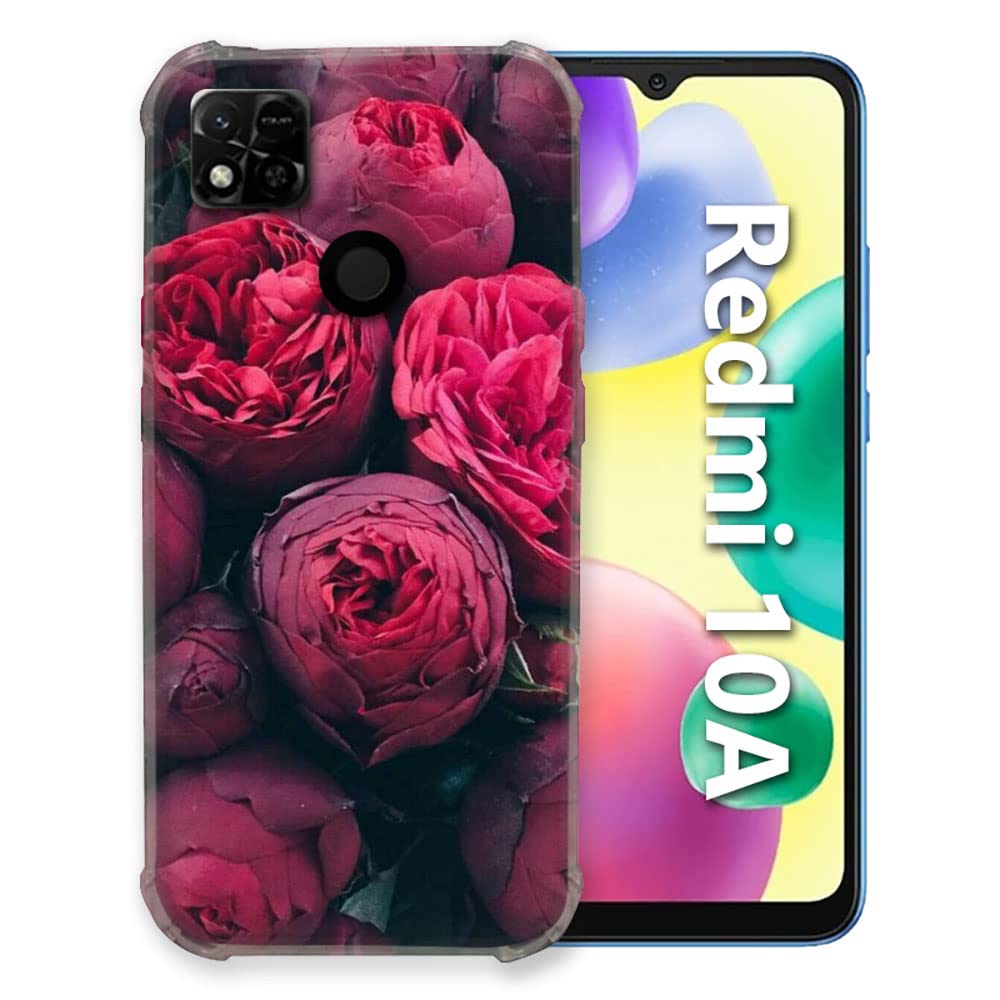Carcasa Xiaomi Redmi 10A Flor Peonía antichoque con bordes elevados para cámara 4