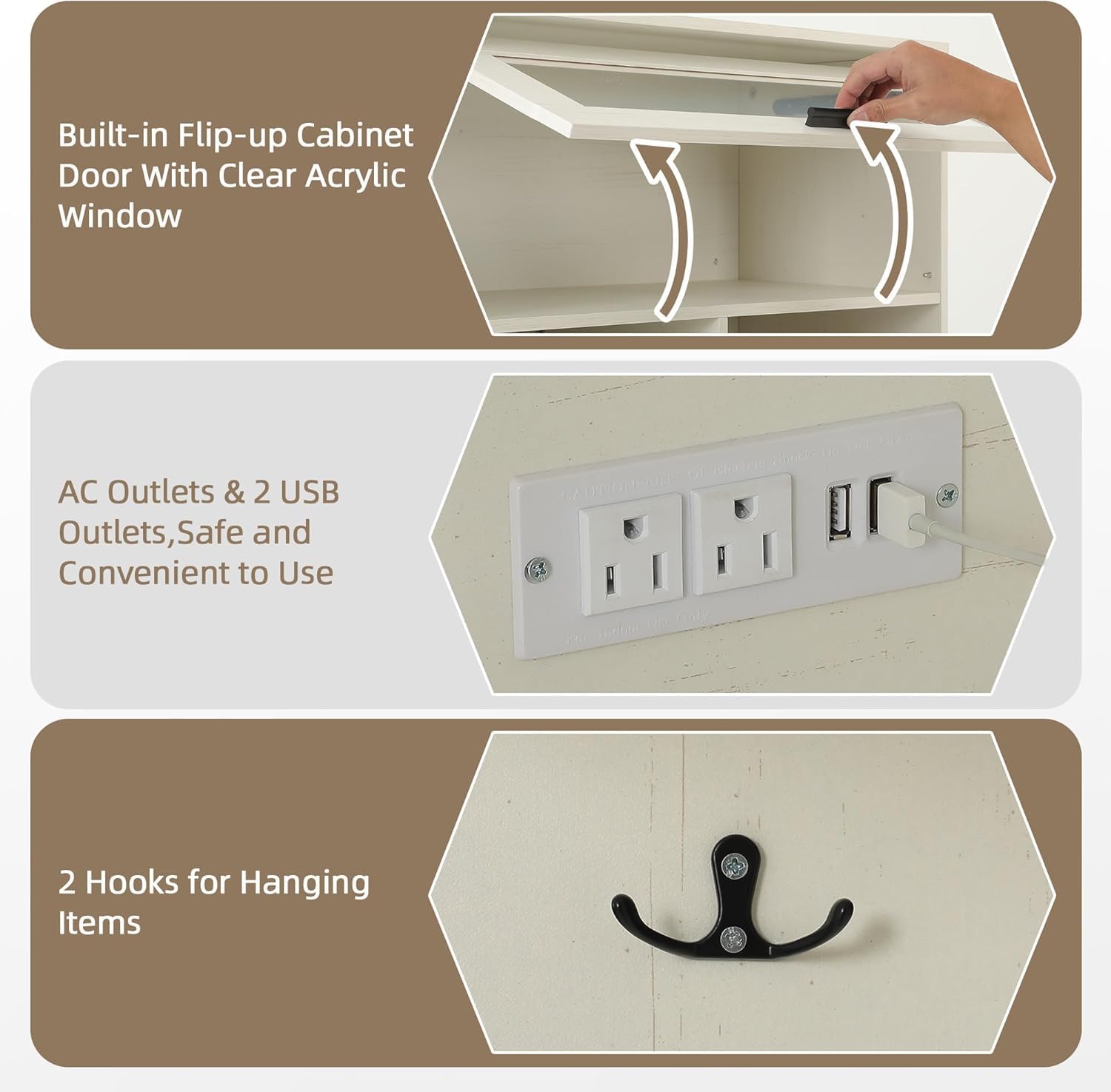 YITAHOME Kitchen Pantry Storage Cabinet, 67" Tall Kitchen Hutch with Outlet & Door & Shelves & Drawer, Farmhouse Wooden Microwave Stand Buffet Coffee Bar for Home Living Dining Room, Off-White