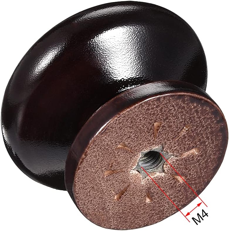 uxcell Round Wood Knobs,15Pcs 34mm Dia Cabinet Furniture Kitchen Pulls Handles for Dresser Drawer Wardrobe, Dark Brown