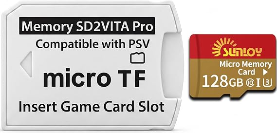 SD2Vita 6.0 PS Vita Memory Card Adapter with 128GB Micro SD Card, High Speed microSDXC UHS-I Flash Memory Card with PSVita SD Card Adapter for PSV 1000/2000 PSTV FW 3.60 HENkaku Enso System
