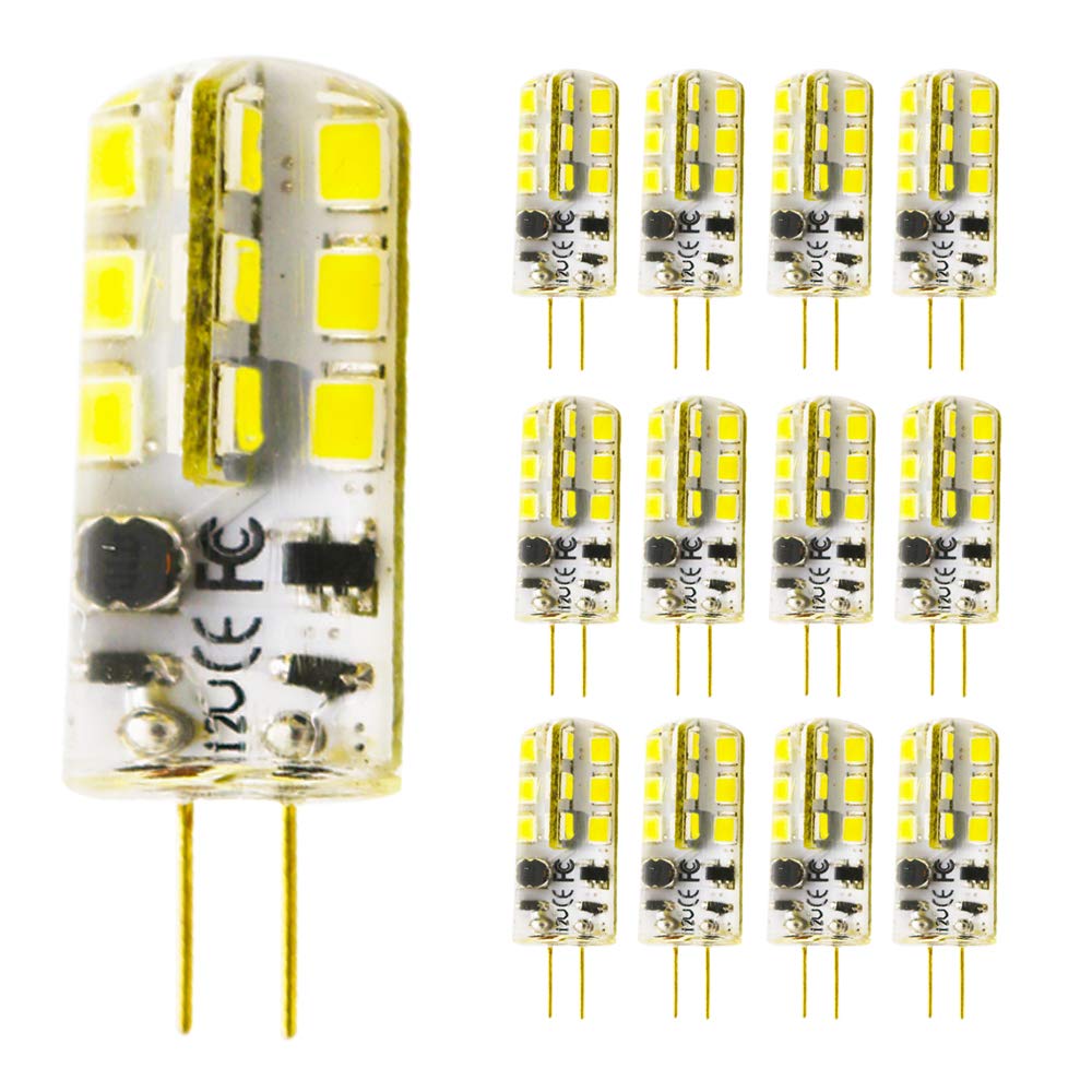 G4 LED Bulbs, 3 W 24 x 3014 SMD Equivalent to 30 W Halogen Bulbs, AC/DC 12 V, 360° Beam Angle, Warm White 3000 K, Non-Dimmable Bulb, Pack of 12