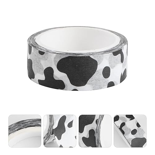 Miniatura 6 de Abaodam Cinta washi de vaca con estampado de animales, 5 unidades, cintas adhesivas para álbumes de recortes, cintas adhesivas negras y blancas para
