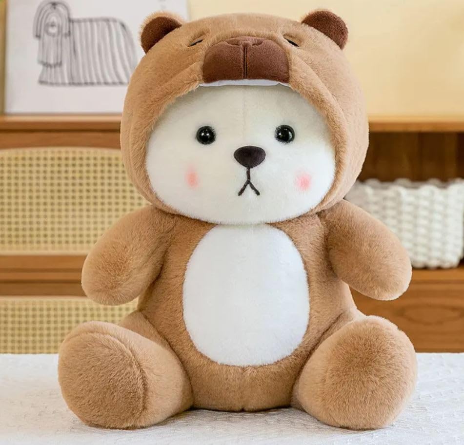 Image of Half Hooded Capybara 40cm Plush Soft Toy | Adorable Animal Stuffed Toy for Kids | Home Decor for Boys & Girls | Soft & Huggable Plush Toy