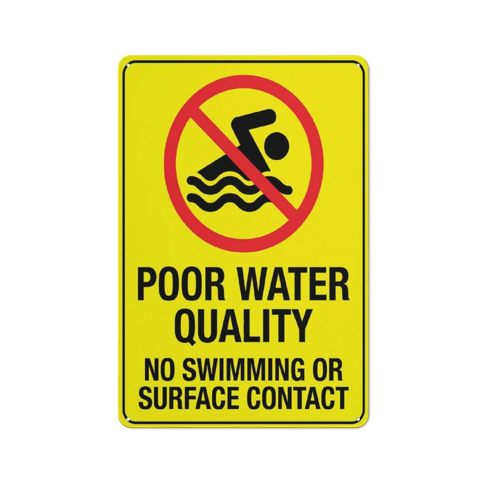 Poor Water Quality Sign for Business, 8x12 Inch Rust-Free UV-Printed Aluminum, 4 Pre-Drilled Holes, Durable & Weatherproof