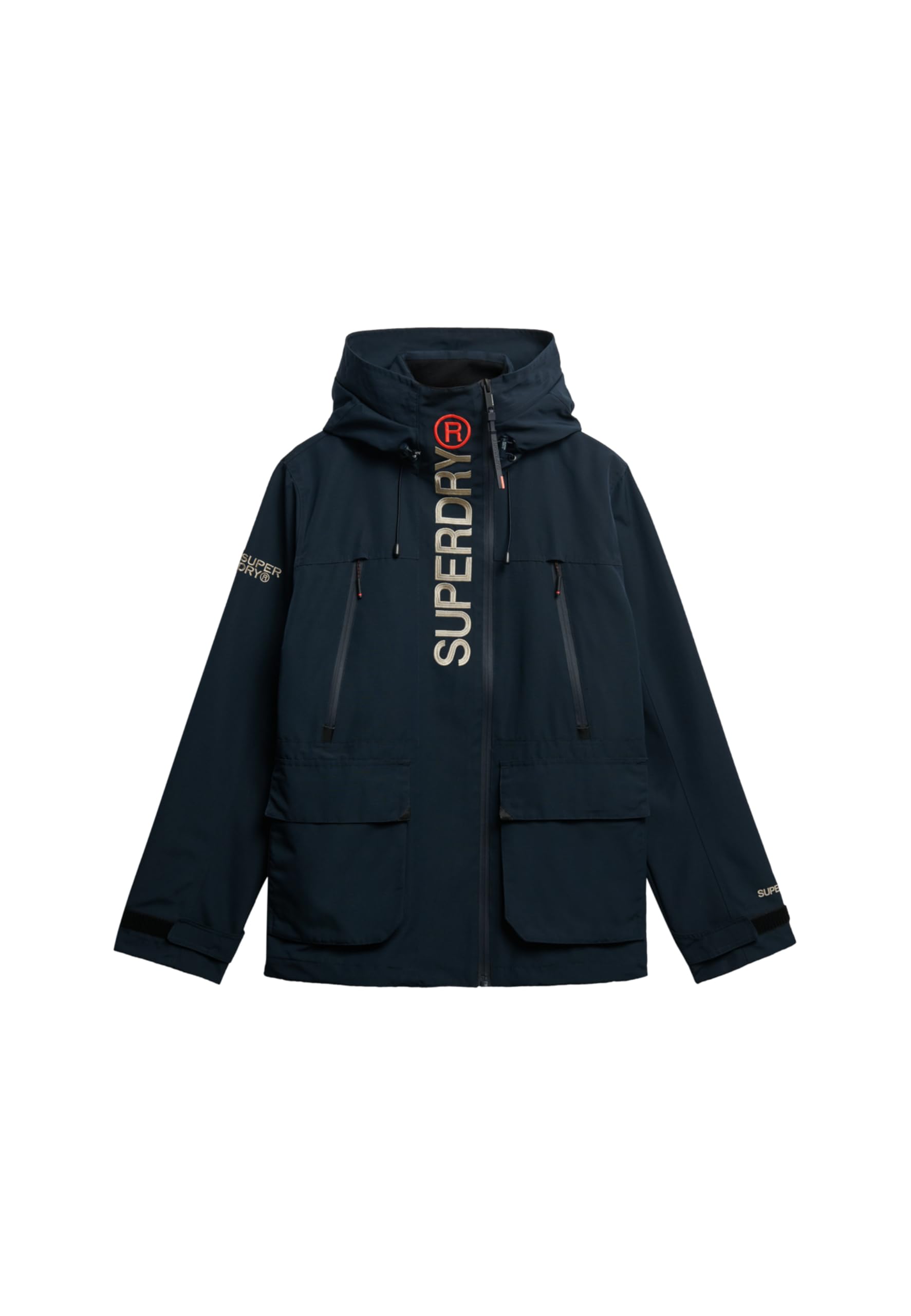 Superdry Men's Bleu Hooded Windbreaker With Embroidered Logo Ultimate