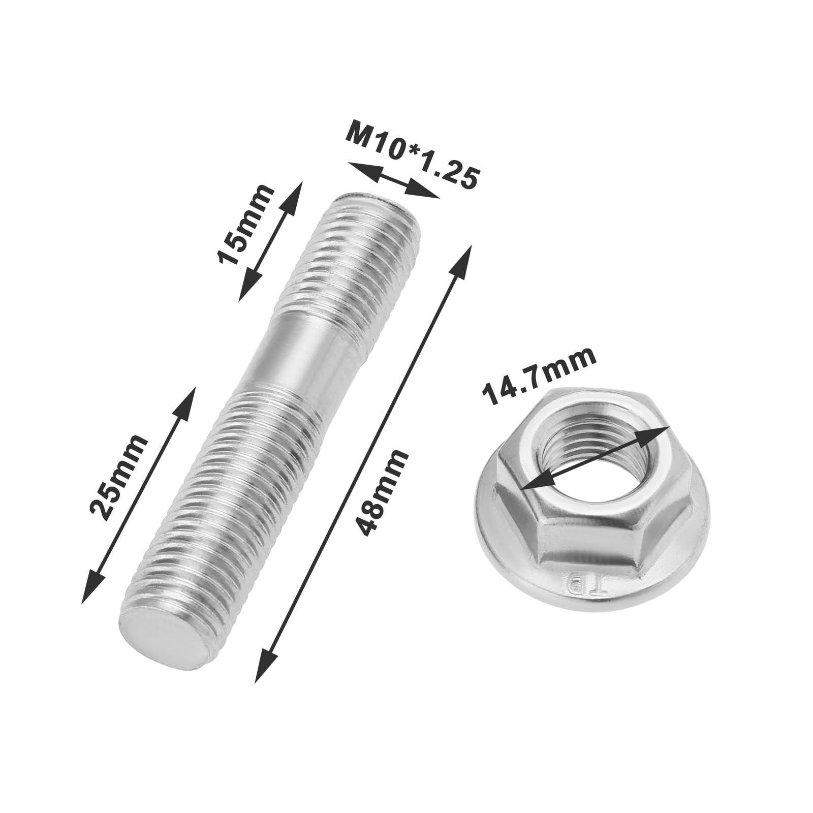 SG Store 4 Set di Prigionieri Flangia Collettore di Scarico Doppio M10x1,5 in Acciaio Inossidabile 304 Compatibile con Toyota Compatibile con Nissan
