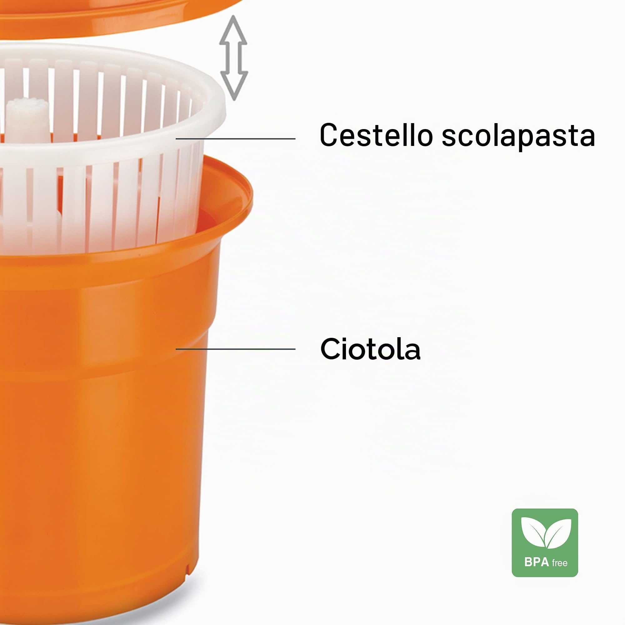 LACOR 61425 - Centrifuga Manuale 25 Litri - Arancione | Utensile professionale duraturo; progettato per prestazioni ottimali e una pulizia rapida in lavastoviglie