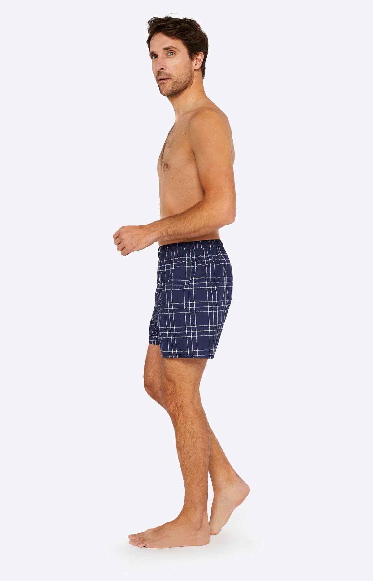 ARTHUR - Caleçon Homme - 100% Coton Bio Doux - Coupe Ample et Confortable - Motif Carreaux/Rayures
