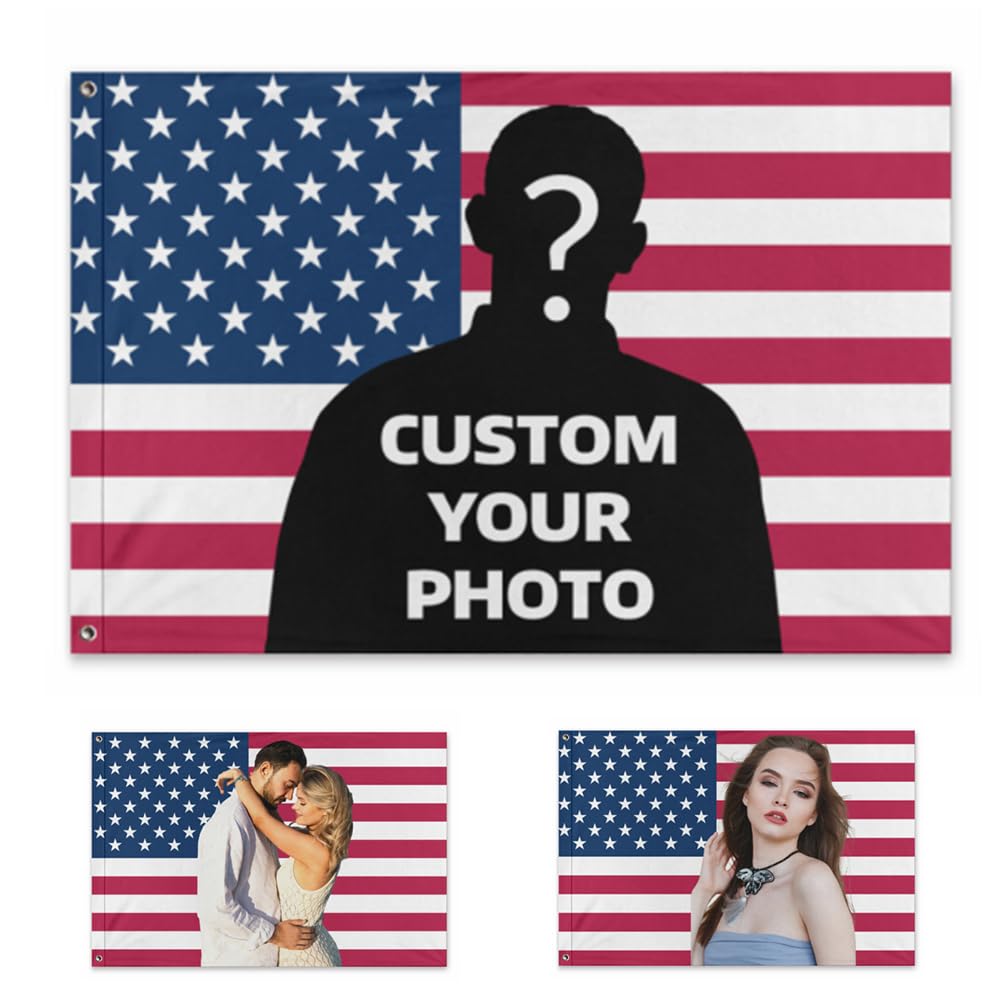 Personalized American Flag Custom Your Photo Fun 2X3FT/2.5X4FT/3X5FT/4X6FT Classic, Retro, Pink-Style American Flag Design - Suitable for Decorating