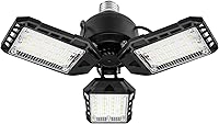 Vista 1 de Paquete de 1 bombilla LED para garaje, 80 W, 8000 lm 6500 K, luz LED de taller con 3 paneles ajustables, luz de granero de sótano, luces de techo