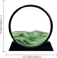 Aoderun 3D Homokóra Kép 28 cm - Forgó Homokművészet, Kerek Üveg Íróasztal Dekoráció, Mozgó Homokfestmény Felnőtteknek, Iroda Dísz, Zöld 4