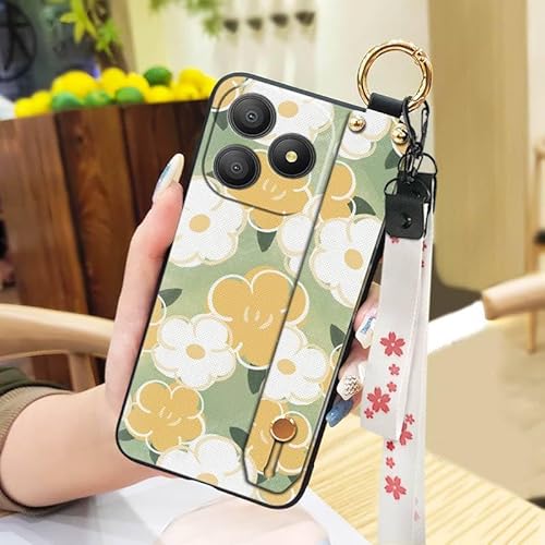 Phone Case Compatible with Blackview Wave 9C, Wrist Strap Soft case Oil Painting Durable Anti-knock Back Cover Anti-dust Dirt-re